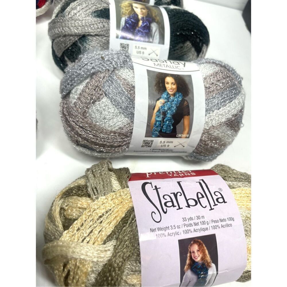 Red Heart Boutique Sashay Acrylic Metallic Ruffling Yarn 8 Rolls 3.5 oz New! - Picture 6 of 8